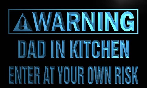 Warning Dad In Kitchen Neon Light Sign